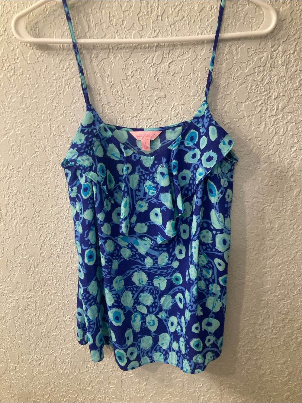 Blue Floral Spaghetti Strap Women's Top
